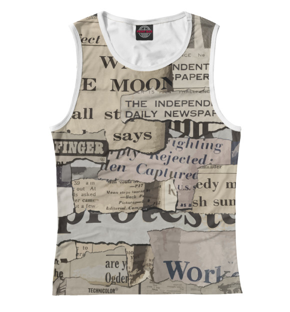 Женская майка с изображением Газета цвета Белый