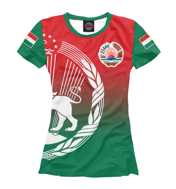 Женская футболка с изображением Таджикистан цвета Белый