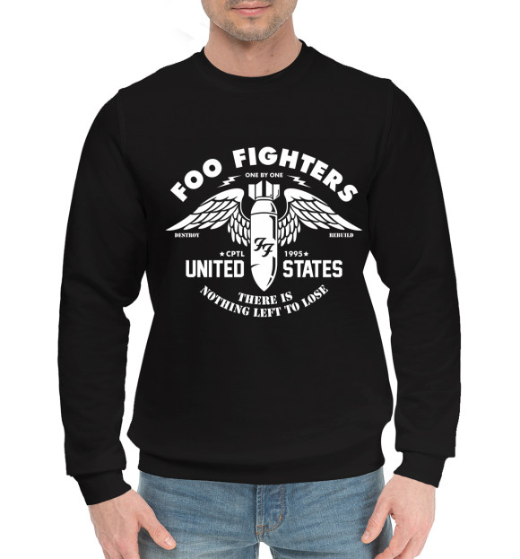 Мужской хлопковый свитшот с изображением Foo Fighters цвета Черный