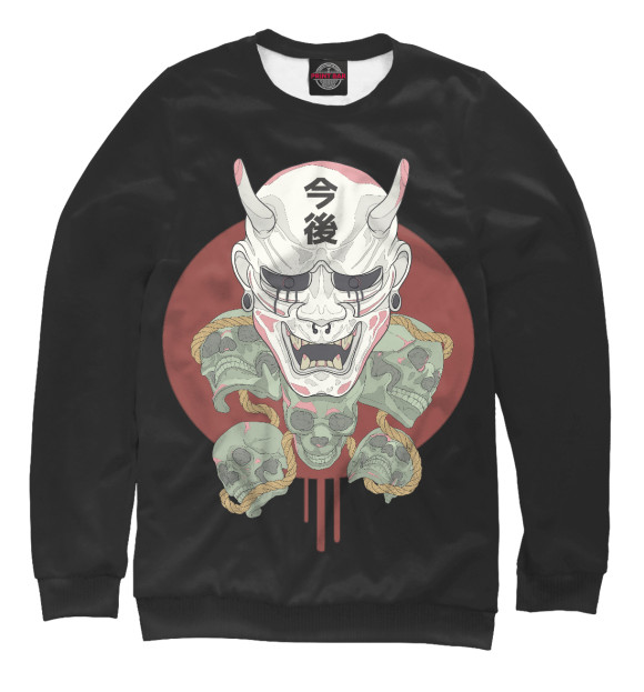 Свитшот для девочек с изображением Hannya Black цвета Белый