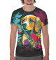 Мужская футболка Лабрадор в цветах