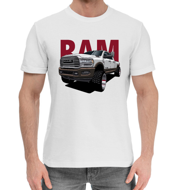 Мужская хлопковая футболка с изображением Dodge Ram цвета Белый