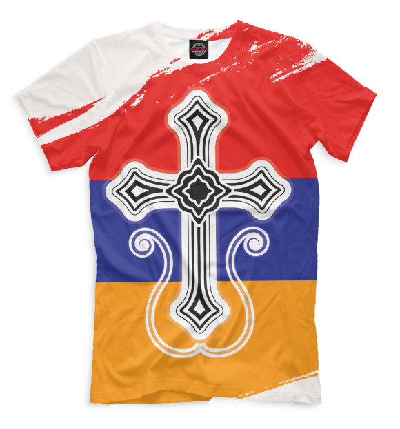 Мужская футболка с изображением Армения цвета Молочно-белый