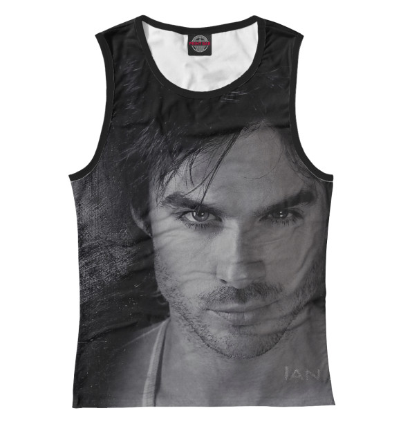 Майка для девочки с притом Йен Сомерхолдер цвета Белый Майка для девочки с изображением Йен Сомерхолдер цвета Белый