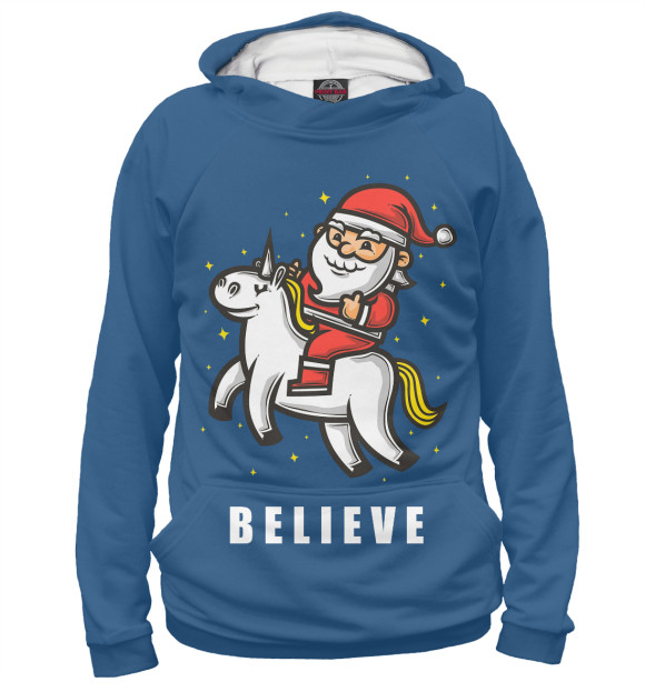 Женское худи с изображением Believe! цвета Белый