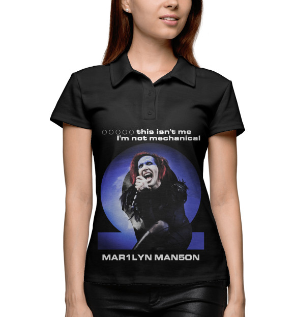 Женское поло с изображением Marilyn Manson цвета Белый