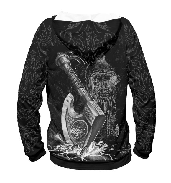 Женское худи с притом Боевой славянский топор цвета Белый Женское худи с изображением Боевой славянский топор цвета Белый
