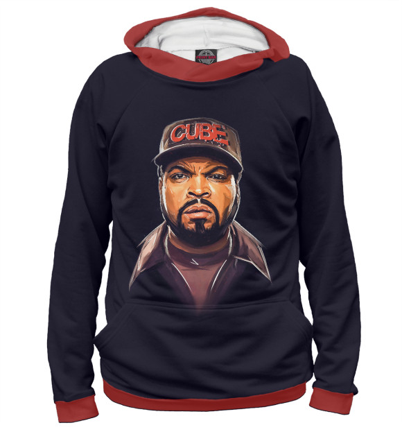 Мужское худи с изображением Ice Cube цвета Белый