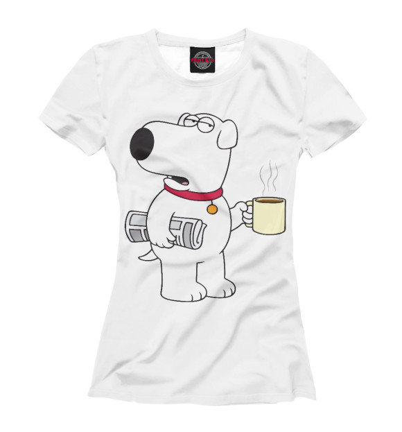 Женская футболка с изображением Брайан Гриффин и кофе цвета Белый