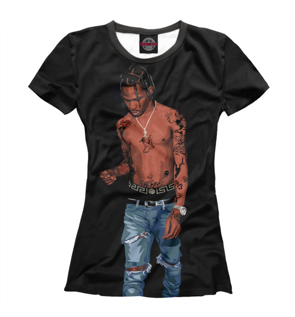 Женская футболка с изображением Travis Scott цвета Белый