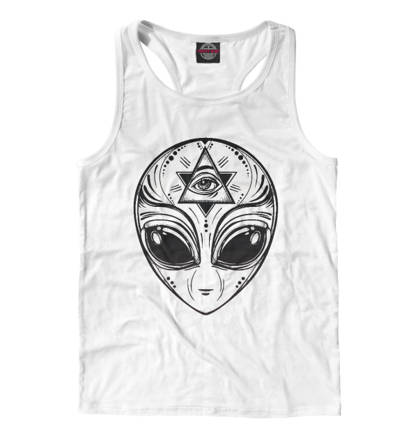 Мужская майка-борцовка с изображением НЛО цвета Белый