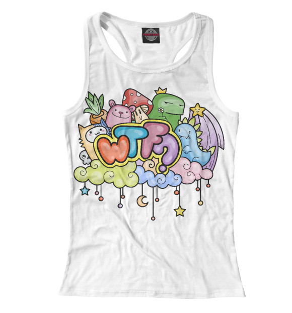 Женская майка-борцовка с изображением WTF? цвета Белый