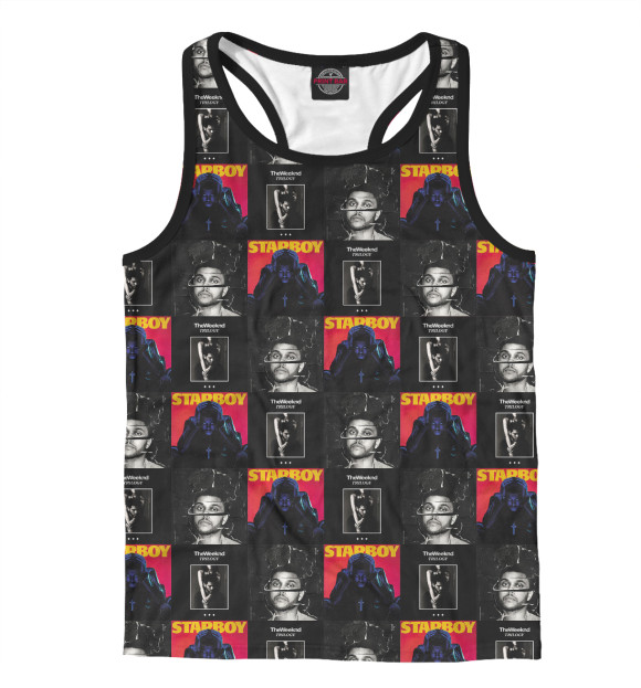 Мужская майка-борцовка с изображением The Weeknd цвета Белый