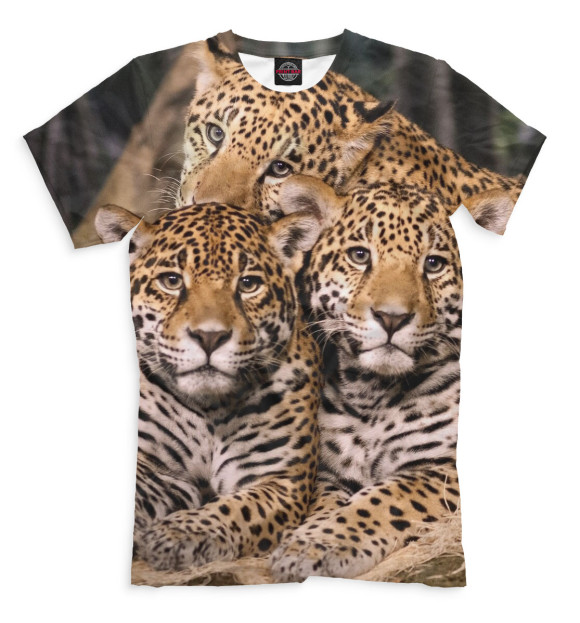 Мужская футболка с изображением Леопард цвета Молочно-белый