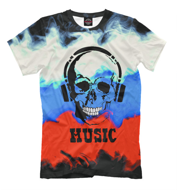 Мужская футболка с изображением Русская музыка цвета Молочно-белый