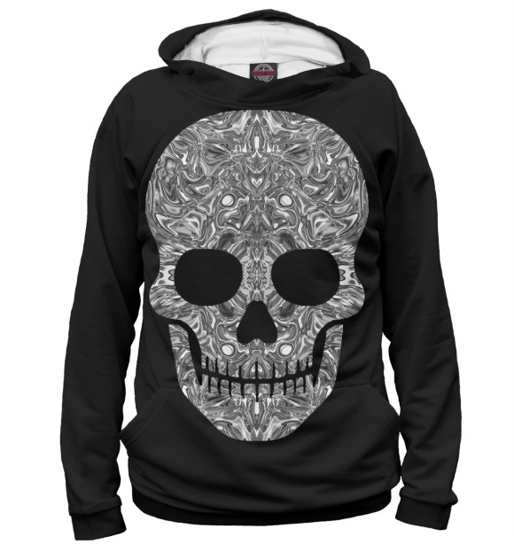 Женское худи с изображением Skull B/W цвета Белый