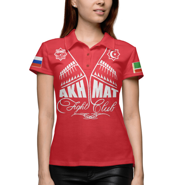 Женское поло с изображением Ахмат Форма цвета Белый