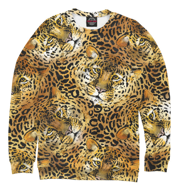 Мужской свитшот с изображением Леопарды цвета Белый