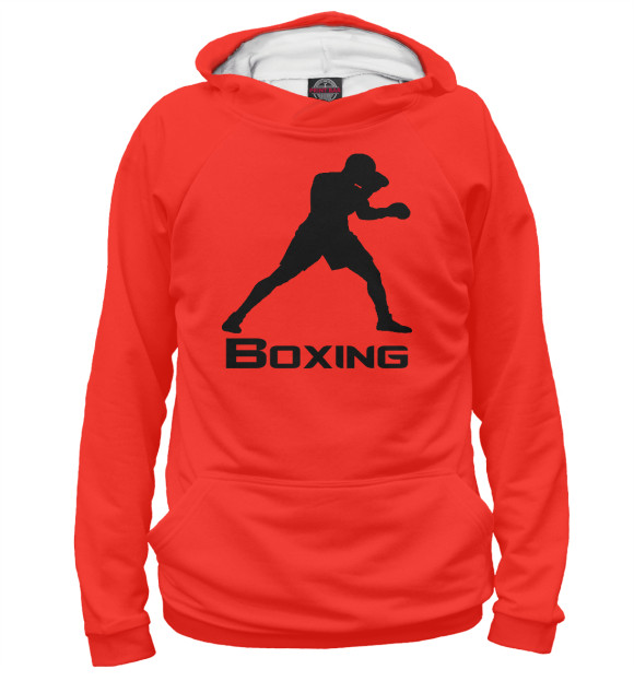 Мужское худи с изображением Boxing цвета Белый
