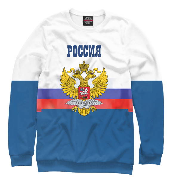 Свитшот для девочек с изображением Герб России цвета Белый
