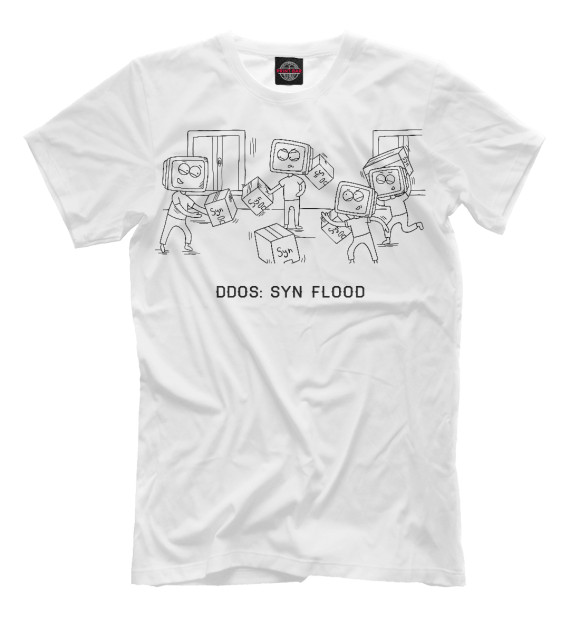 Футболка для мальчиков с изображением DDoS: SYN Flood цвета Белый