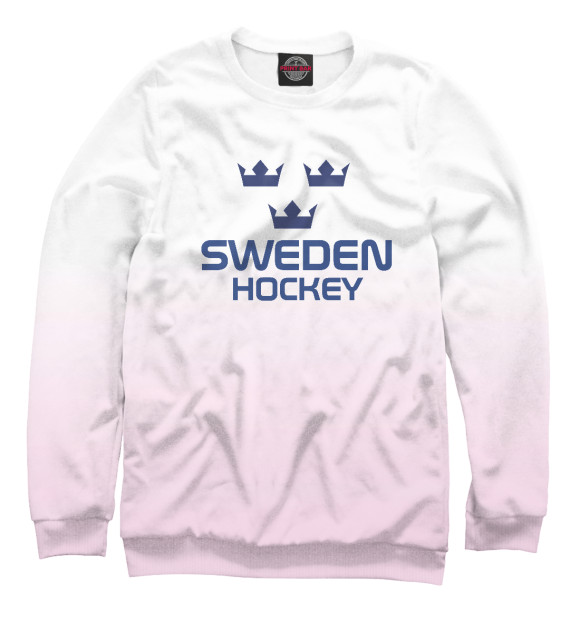 Свитшот для девочек с изображением Sweden Hockey цвета Белый