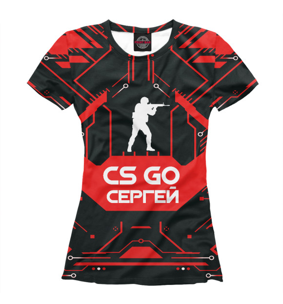 Футболка для девочек с изображением Сергей в стиле CS GO цвета Белый