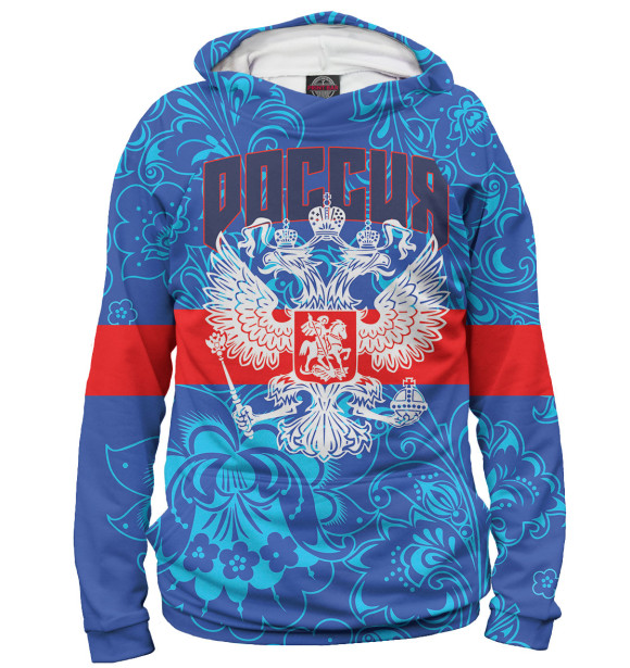 Мужское худи с изображением Сборная России цвета Белый