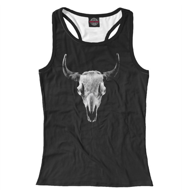 Женская майка-борцовка с изображением Череп Буйвола цвета Белый