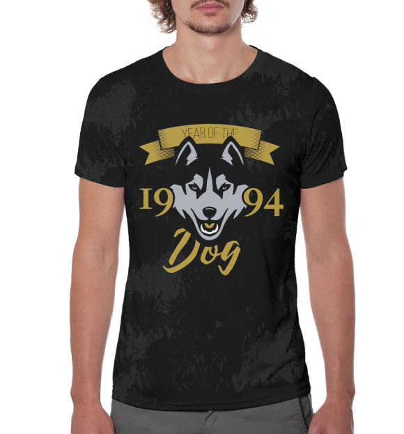 Мужская футболка с изображением Год собаки — 1994 цвета Белый