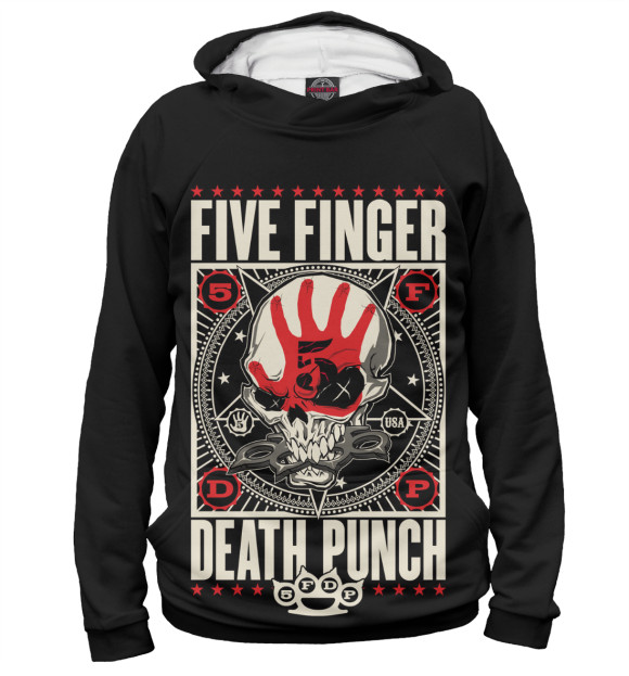 Женское худи с изображением Five Finger Death Punch цвета Белый