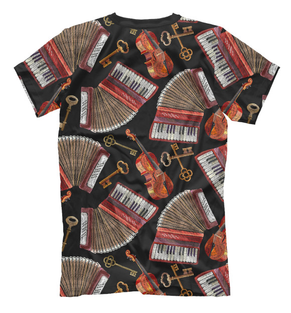 Мужская футболка с изображением Аккордеон и скрипка цвета Белый