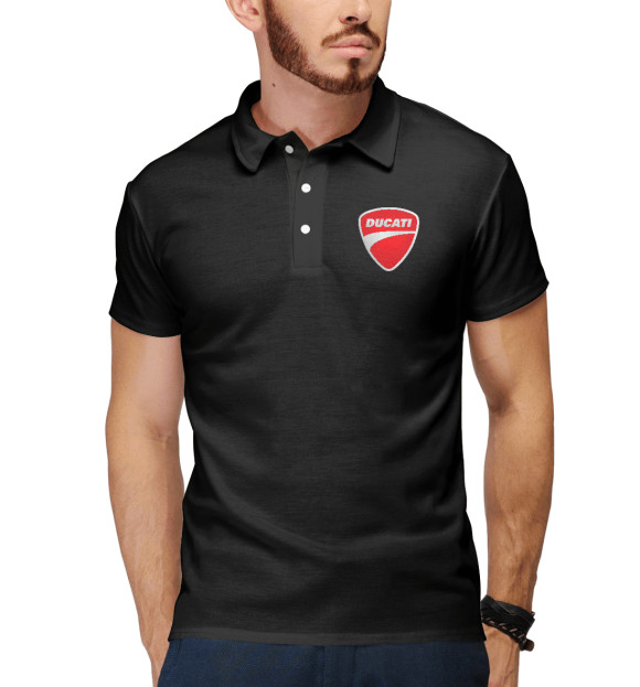 Мужское поло с изображением Ducati цвета Белый