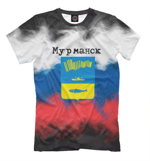 Мужская футболка с изображением Мурманск цвета Молочно-белый