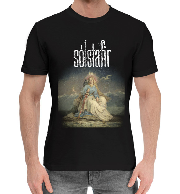 Мужская хлопковая футболка с притом Solstafir цвета Черный Мужская хлопковая футболка с изображением Solstafir цвета Черный