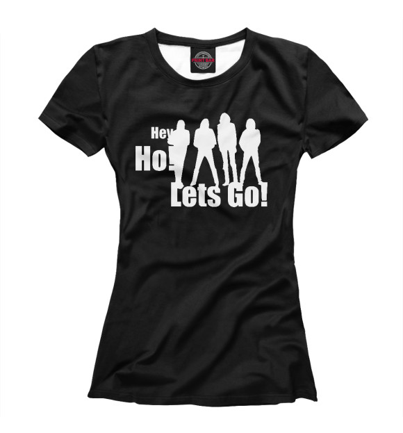 Женская футболка с изображением Hey ho let's go цвета Белый