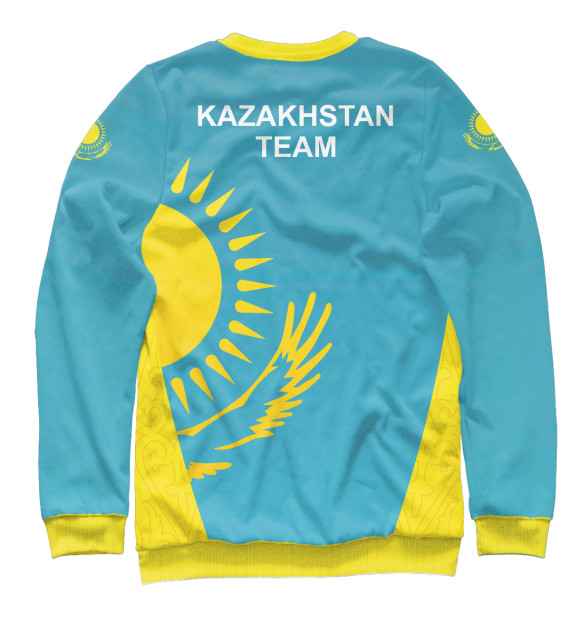 Мужской свитшот с изображением Казахстан цвета Р‘РµР»С‹Р№