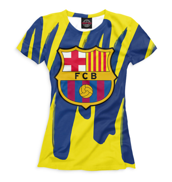 Женская футболка с изображением Герб FC Barcelona цвета Белый