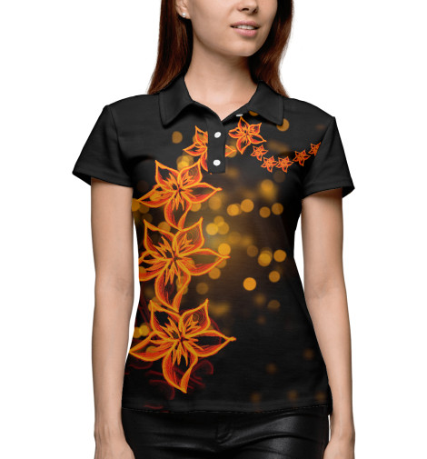 

Поло Print Bar, Белый, Огненные цветы