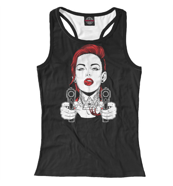 Женская майка-борцовка с изображением Опасная девушка цвета Белый