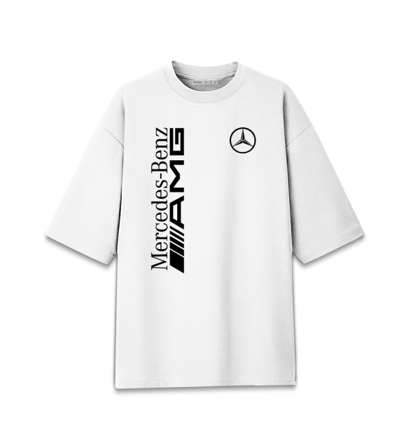 Мужская футболка оверсайз с изображением Mersedes-Benz AMG цвета Белый