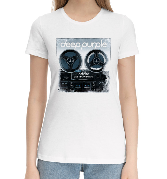 Женская хлопковая футболка с изображением Deeppurple цвета Белый