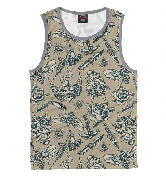 Мужская майка с изображением Тату (беж) цвета Белый