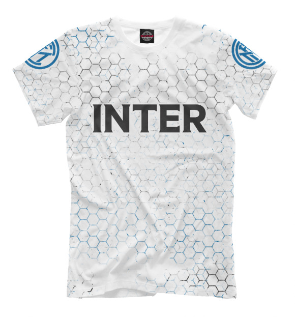 Мужская футболка с изображением Inter - Соты (На рукавах) цвета Белый