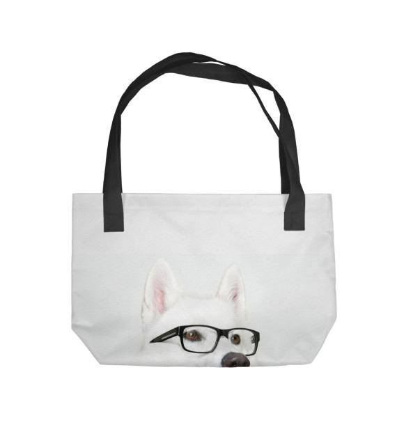 Пляжная сумка с изображением Хаски в очках цвета 