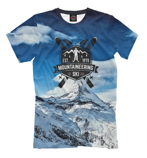 Мужская футболка с изображением SKI mountain цвета Молочно-белый