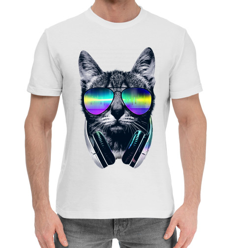Хлопковые футболки Print Bar Кот с наушниками хлопковые футболки print bar умный кот