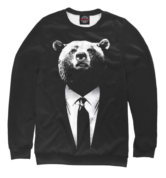 Женский свитшот с изображением Медведь бизнесмен цвета Белый