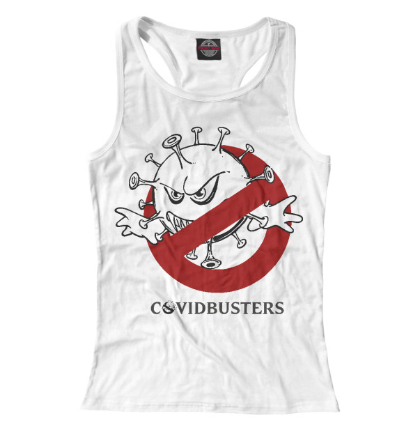 Женская майка-борцовка с изображением CovidBusters цвета Белый
