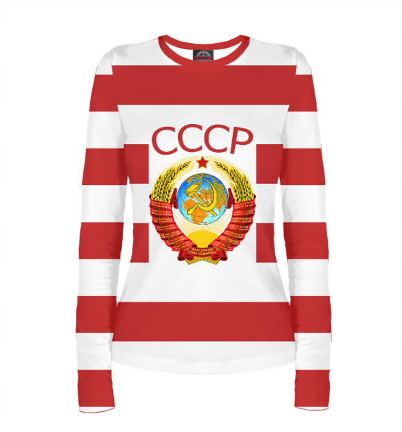 Женский лонгслив с изображением СССР цвета Белый